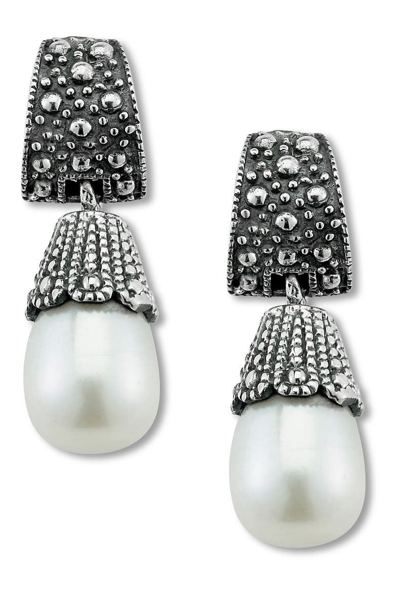 Freshwater Pearl Drop Earrings, Main, color, SILVER/ WHITE