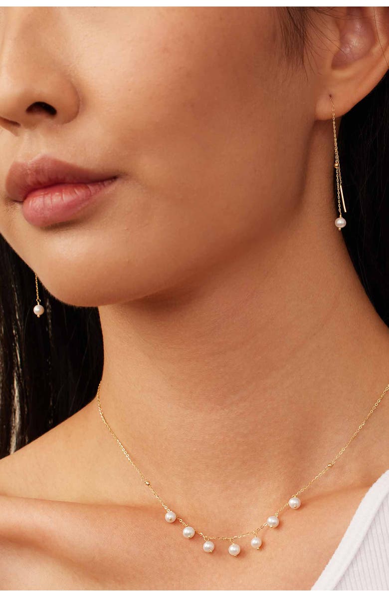 Oradina 14K Yellow Gold Pearl Girl Station Necklace, Alternate, color, Yellow Gold