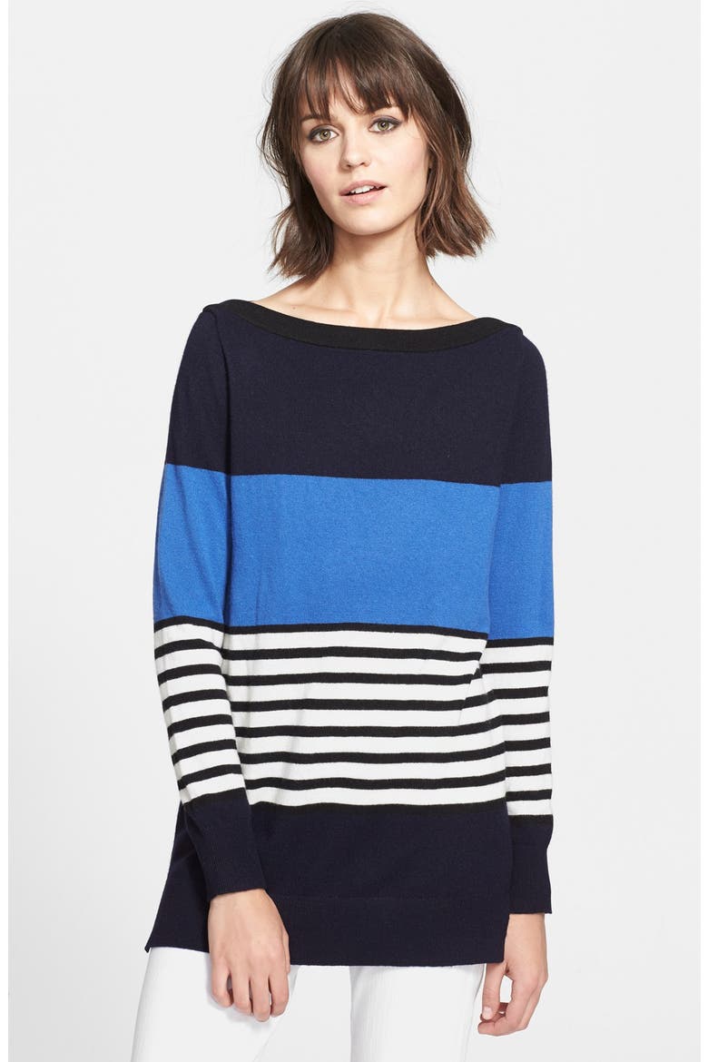 'amari' stripe sweater, Main, color, RICH NAVY MULTI