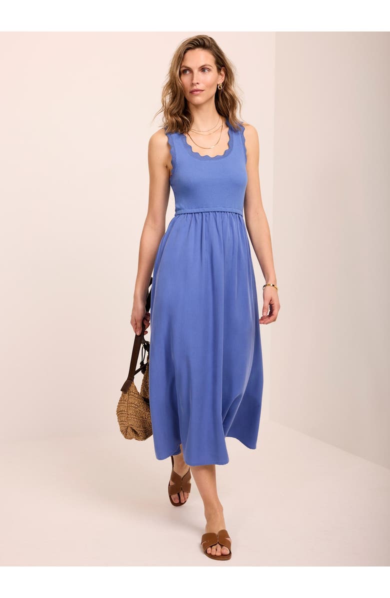 MINT VELVET Scallop Short Sleeve Trim Midi Dress, Alternate, color, Blue