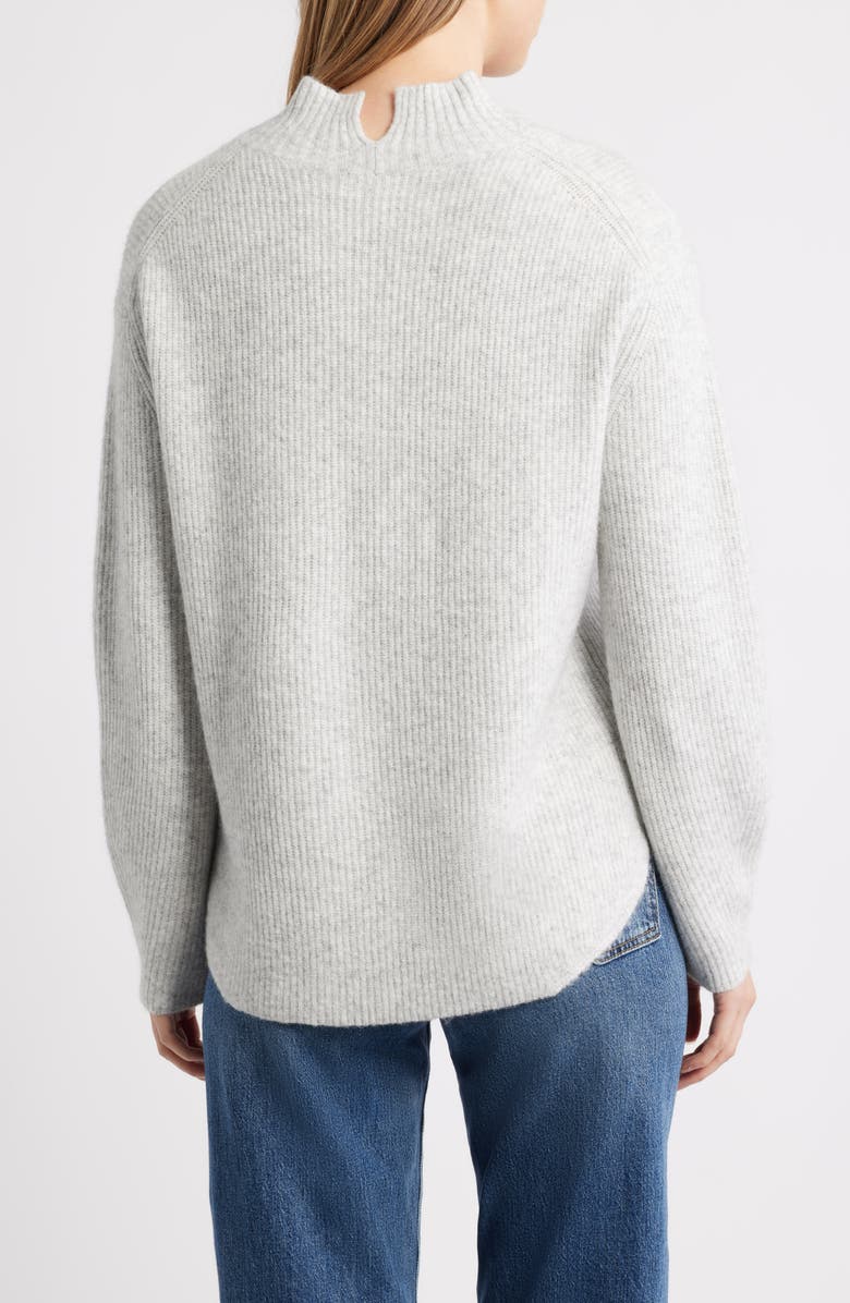 Caslon<sup>®</sup> Shirttail Mock Neck Sweater, Alternate, color, Grey Light Heather