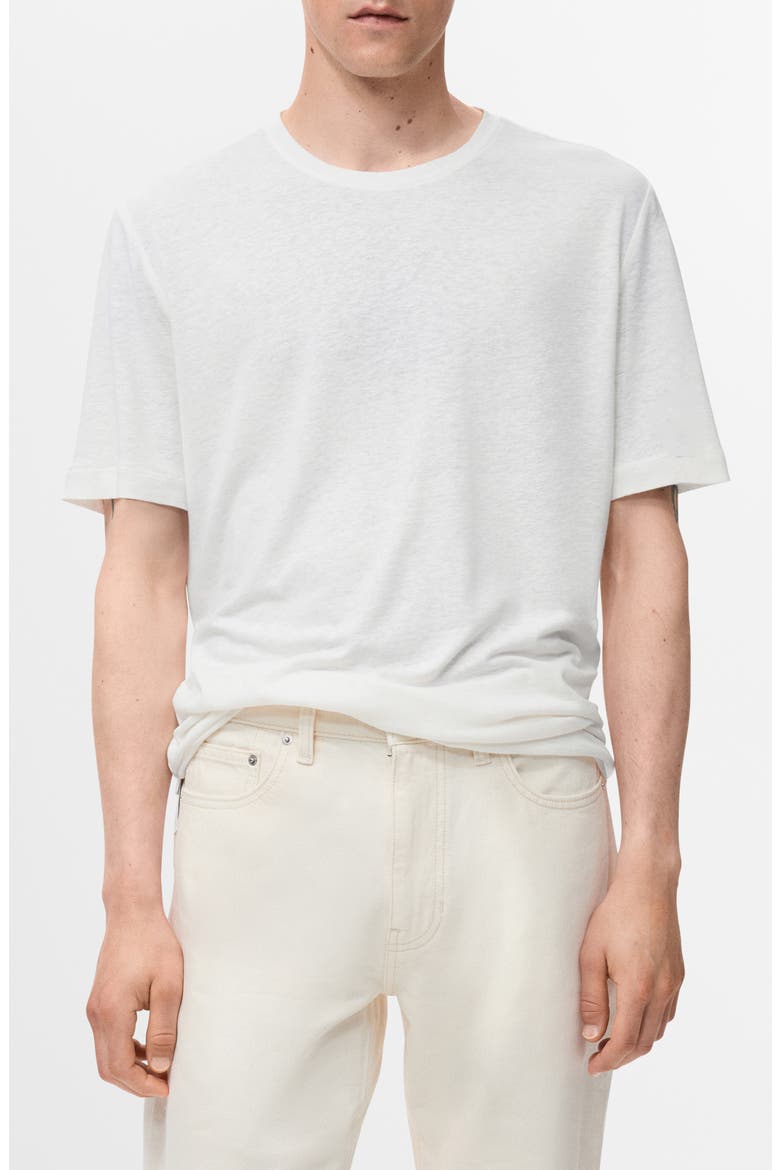 Slim Fit Linen Blend T-Shirt, Main, color, WHITE