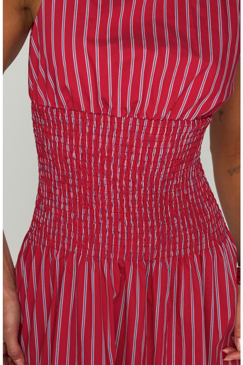 Lilienne Stripe Cotton Blend Poplin Dress, Alternate, color, RED STRIPE