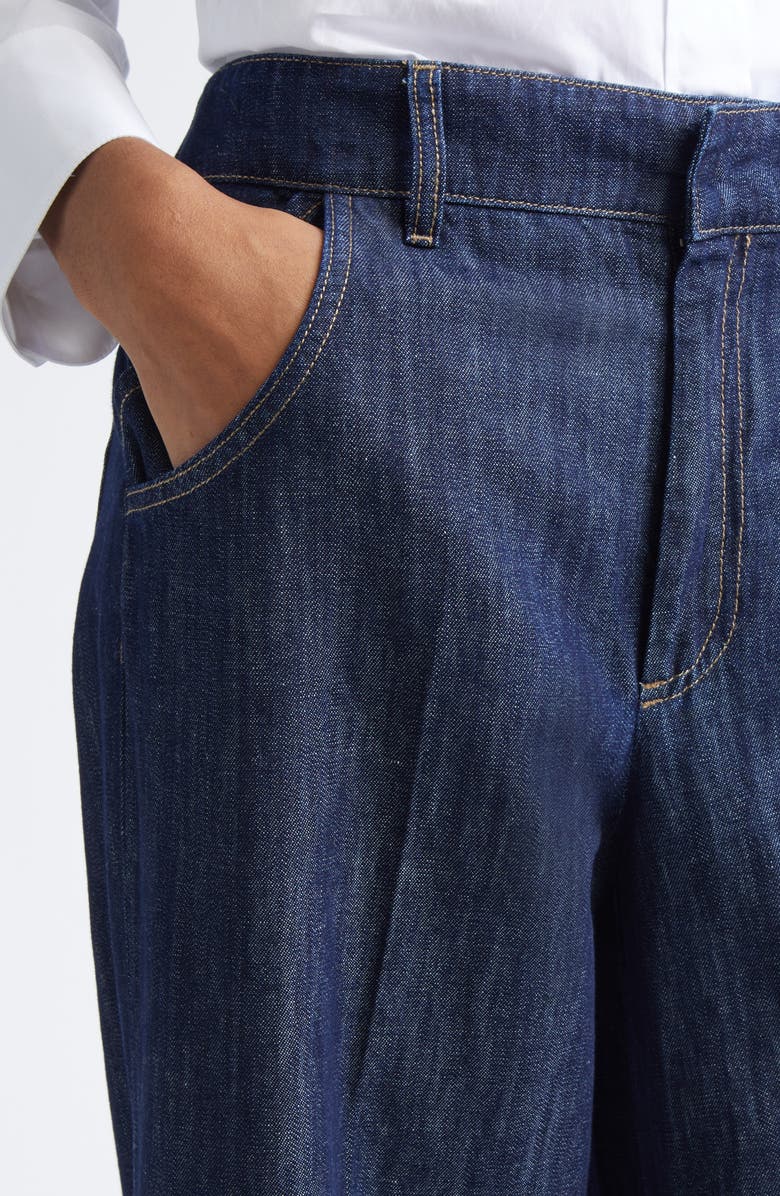 Max Mara Efedra Crop Cotton Blend Wide Leg Denim Pants, Alternate, color, Midnight Blue