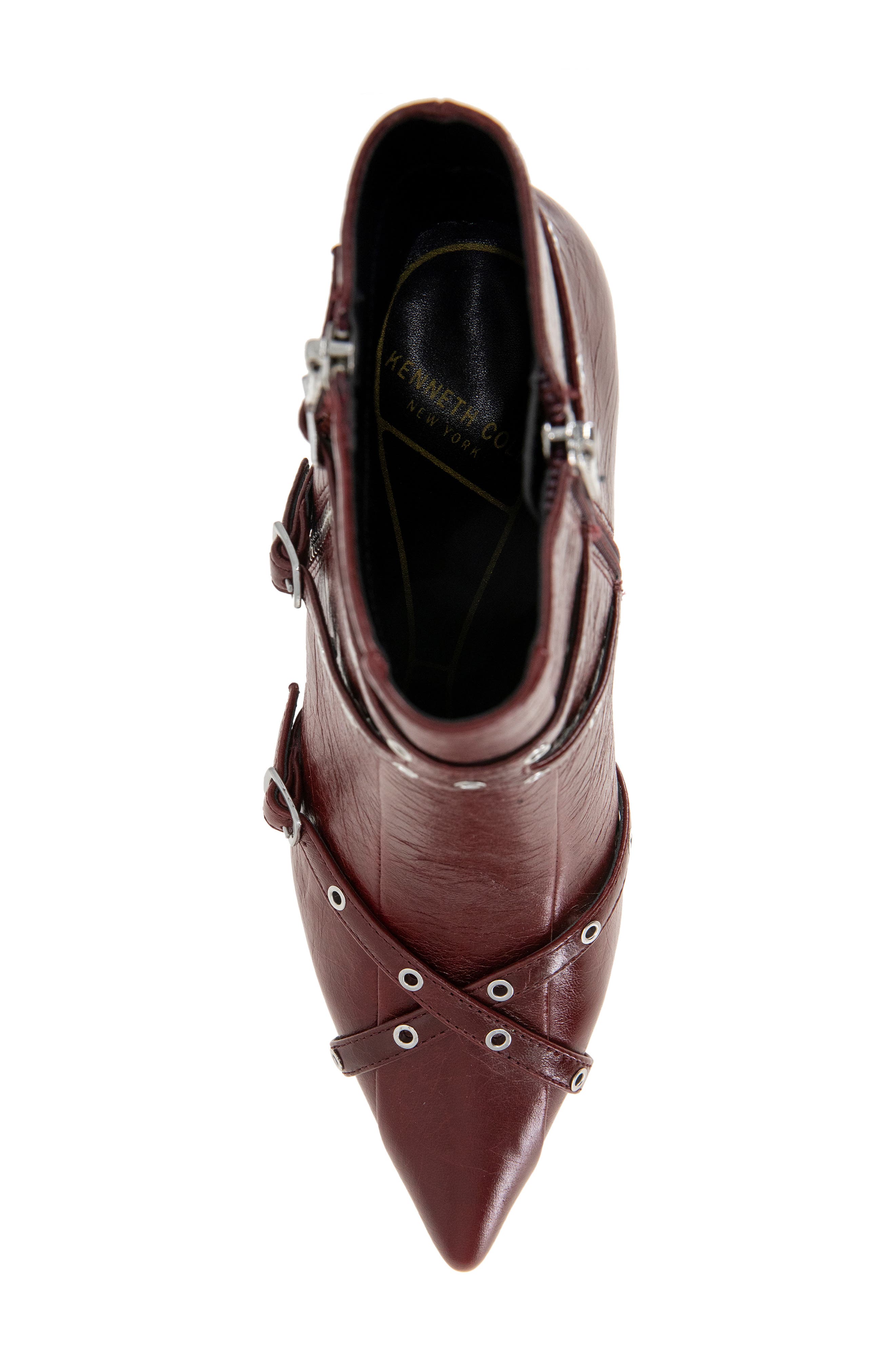 Kenneth Cole Umi Pointed Toe Moto Bootie, Alternate, color, Rio Red Leather
