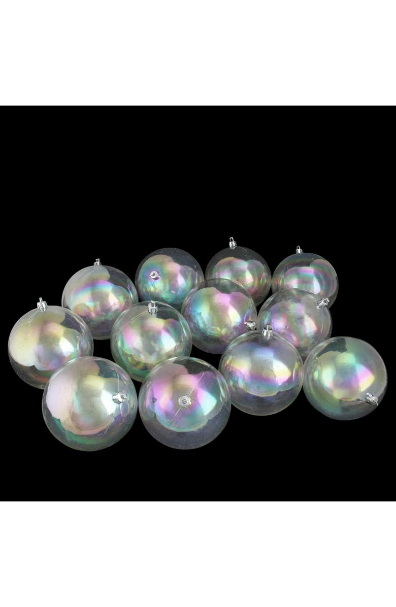 Northlight Shatterproof Shiny Iridescent Christmas Ball Ornaments - 4" (100mm) - Clear - 12ct, Alternate, color, 