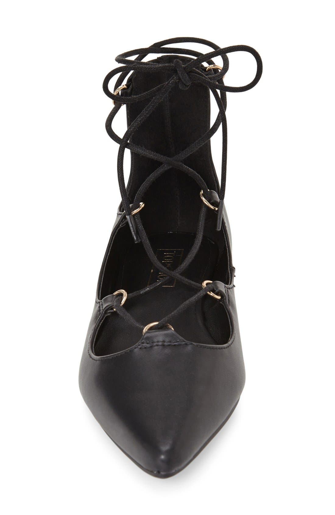 Topshop 'Fancy' Pointy Toe Ghillie Flat, Alternate, color, 