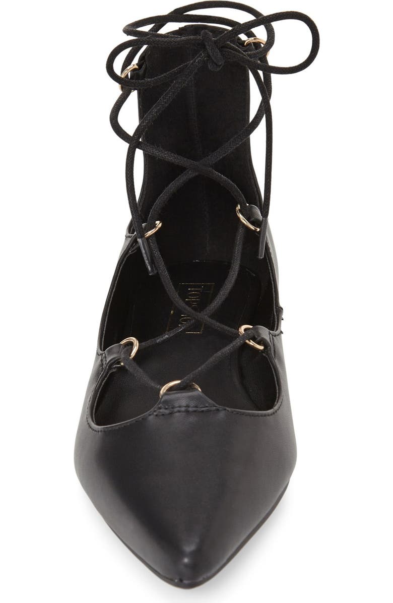 Topshop 'Fancy' Pointy Toe Ghillie Flat, Alternate, color,