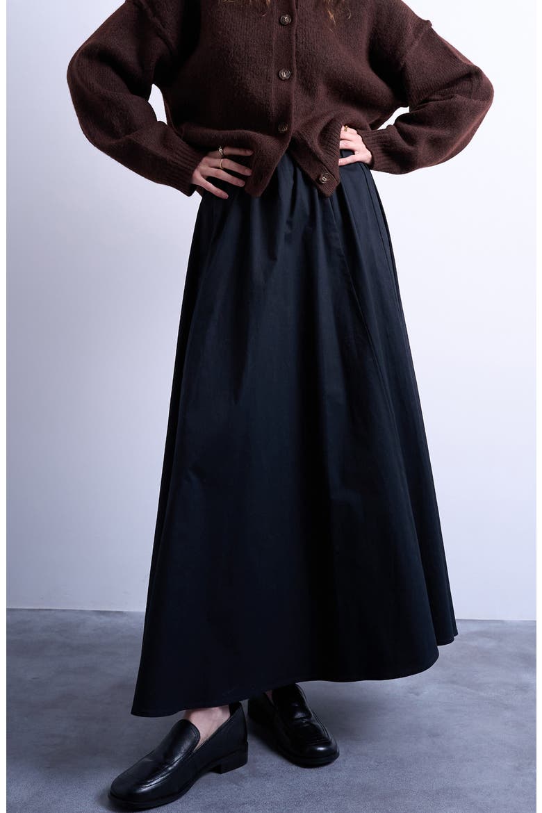 Stretch Cotton Twill A-Line Skirt, Main, color, BLACK