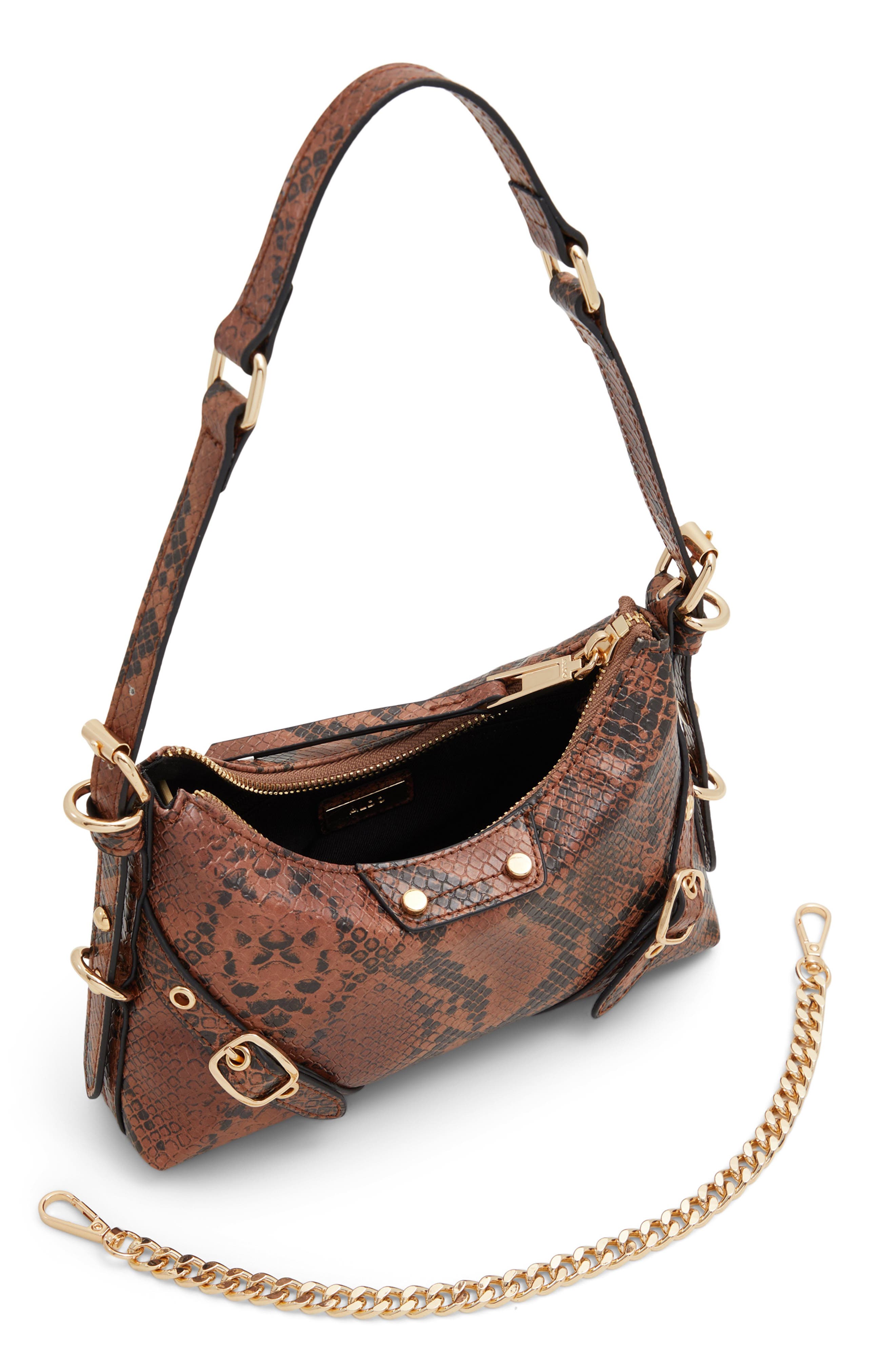 ALDO Farelix Croc Embossed Faux Leather Shoulder Bag, Alternate, color, 