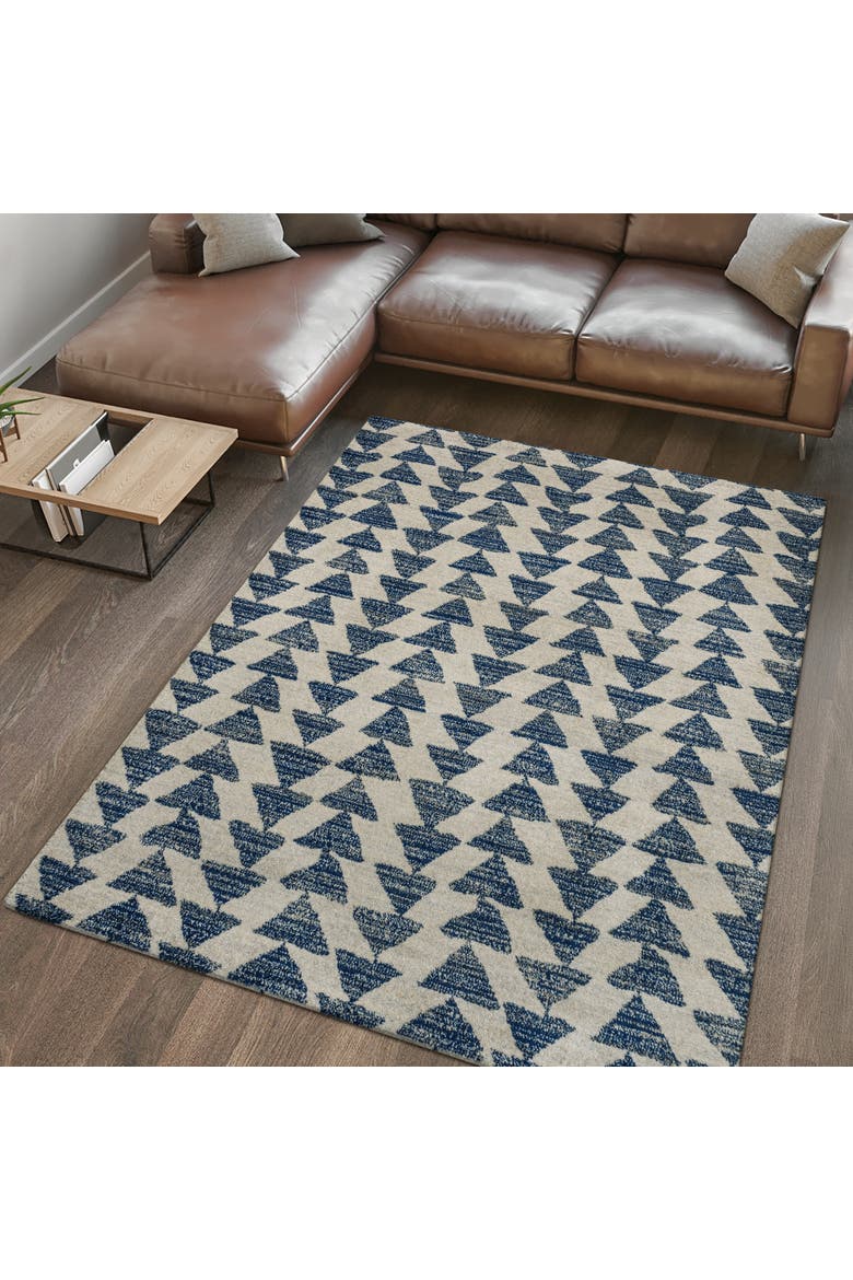 Aisha Moroccan Triangle Geometric Area Rug, Alternate, color, Cream/Navy
