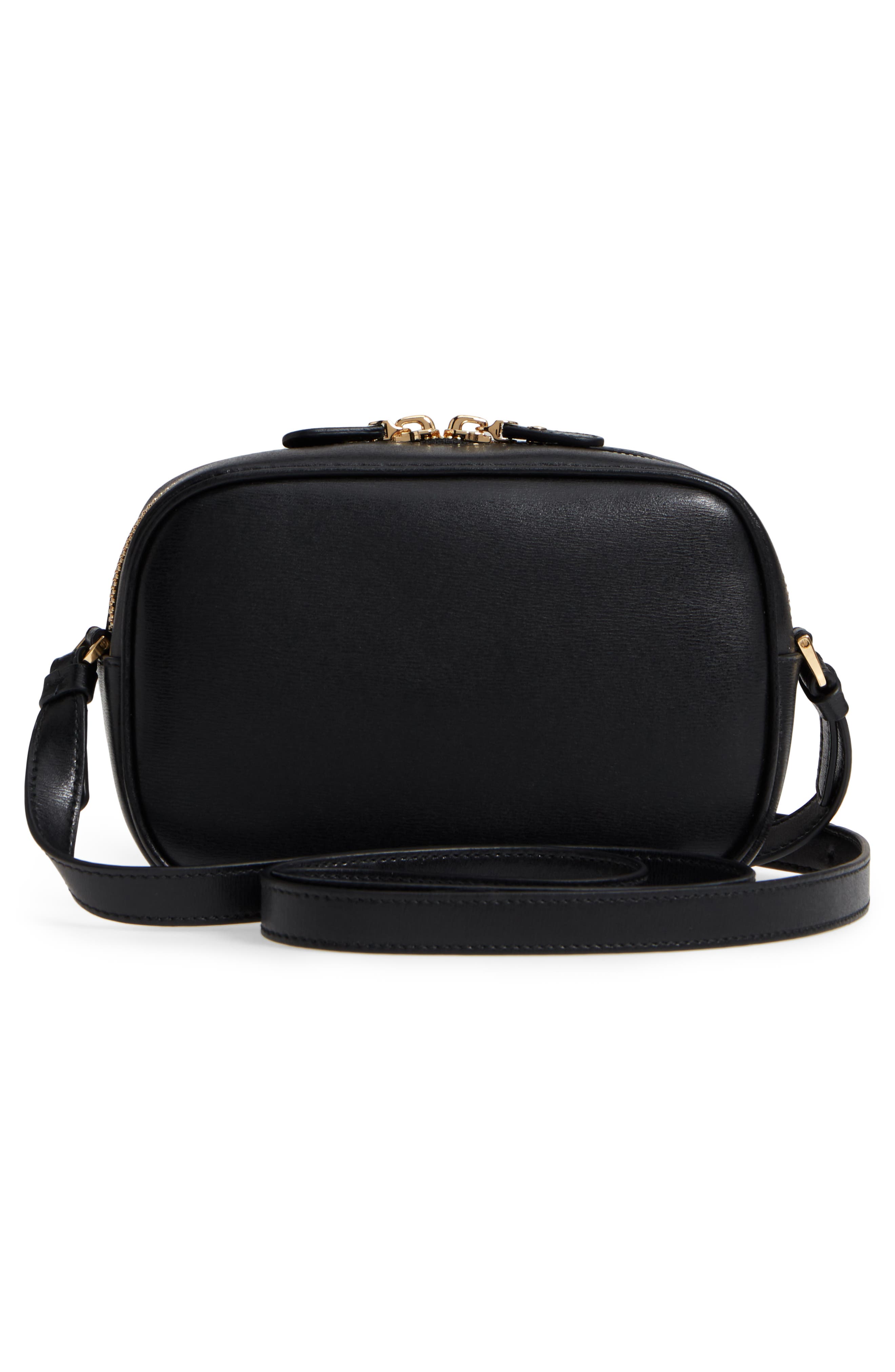 Salvatore Ferragamo Gancio Leather Camera Bag, Alternate, color, NERO