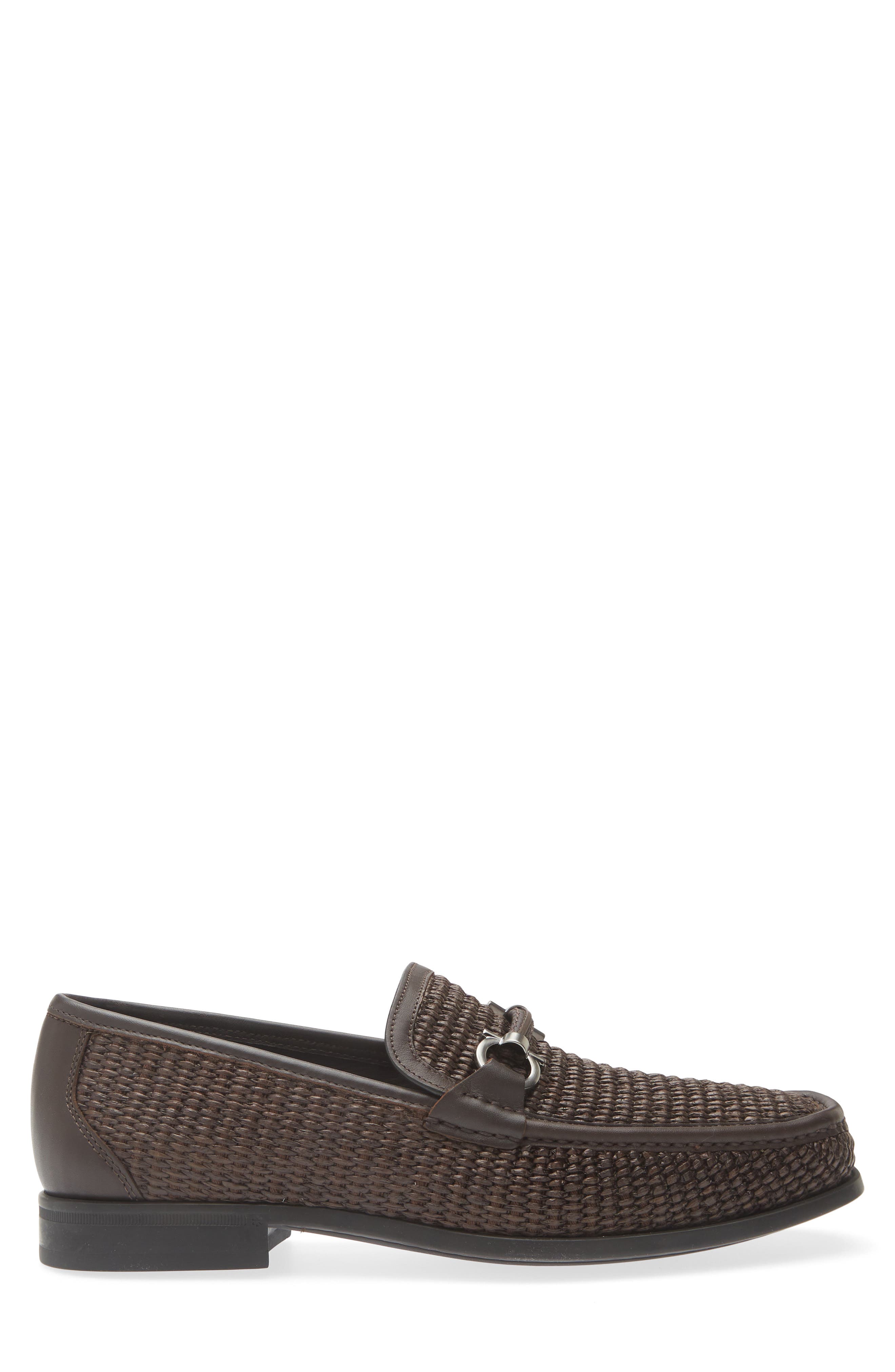 FERRAGAMO Gancini Raffia & Leather Loafer, Alternate, color, T Moro 300 Acc. Nero