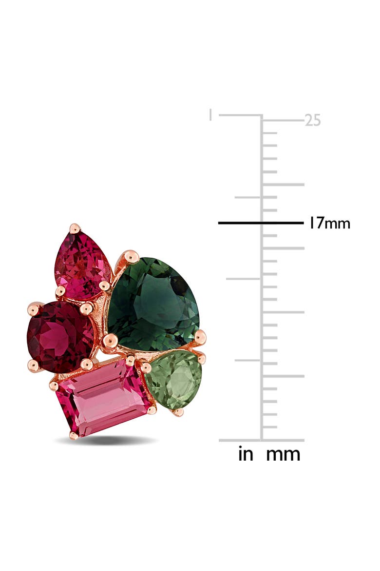 Green & Pink Tourmaline Cluster Drop Earrings, Alternate, color, Green Tourmaline