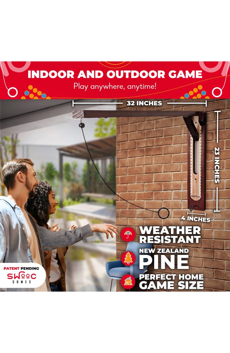Swooc Games Hook And Ring Game | Wall Mounted Modern Design, Alternate, color, Brown