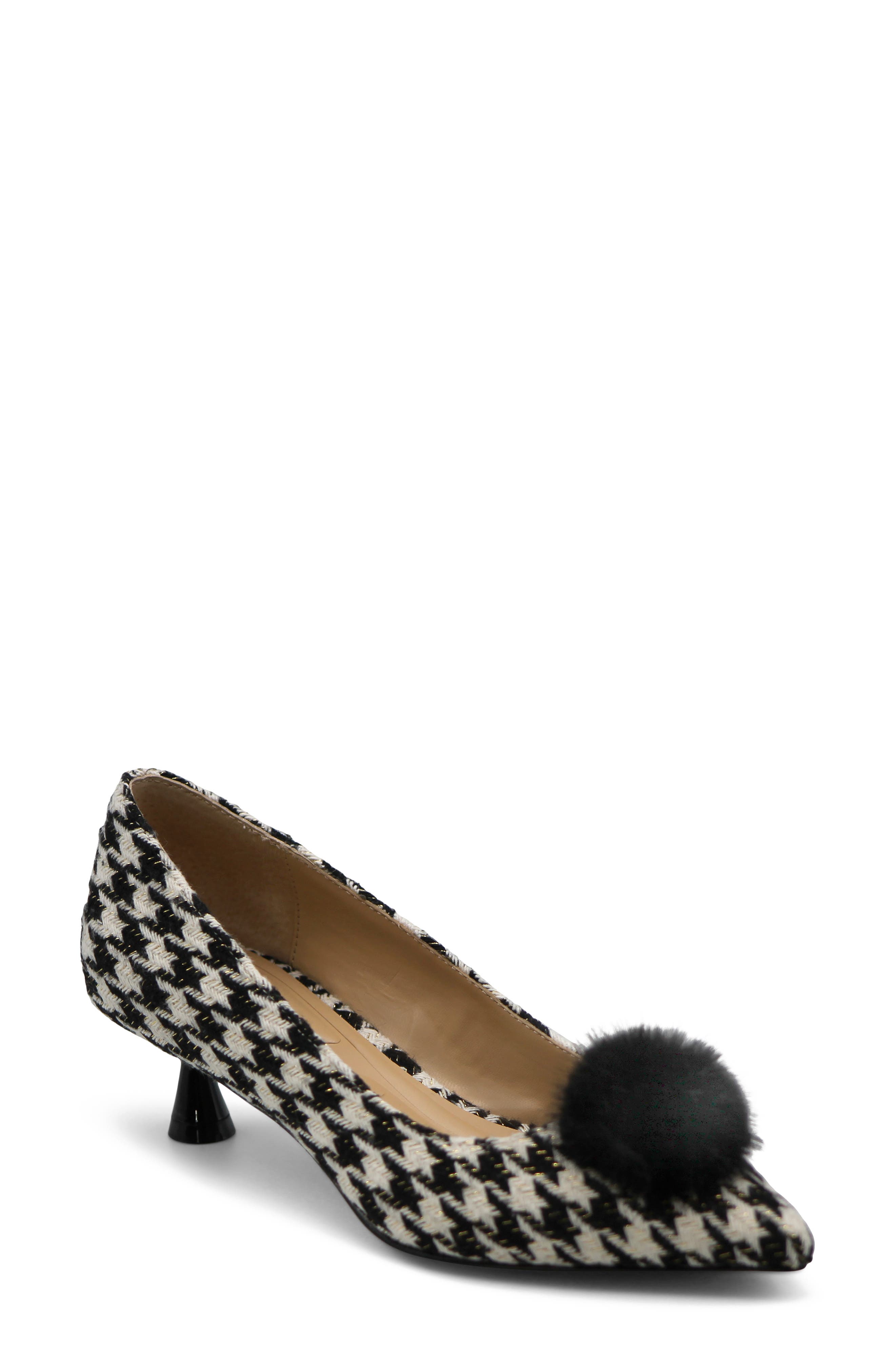 Charles by Charles David Amon Pointed Toe Kitten Heel Pump, Main, color, Black White