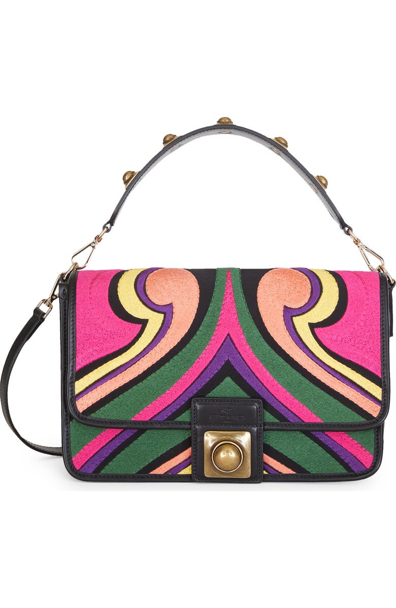 Etro Embroidered Shoulder Bag, Main, color,