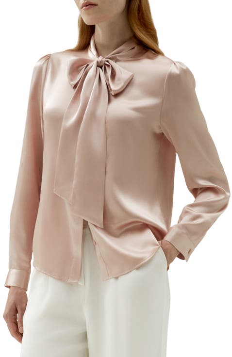 Bow-tie Neck Silk Blouse
