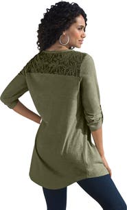 Roaman's Textured Lace Trimmed Tunic