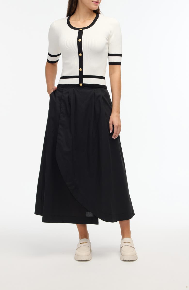 Ellen Tracy Cotton Poplin Midi Skirt, Alternate, color,