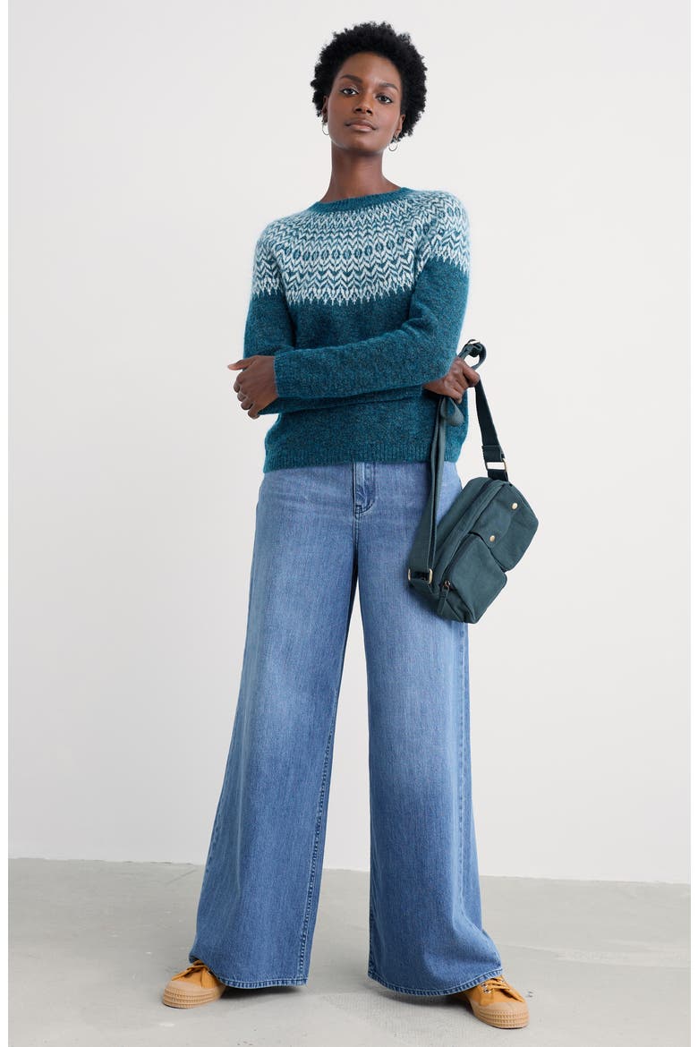 Spruce Frost Fair Isle Wool & Mohair Blend Sweater, Alternate, color, KNIT HELLEBORE SHORE LIMESTONE