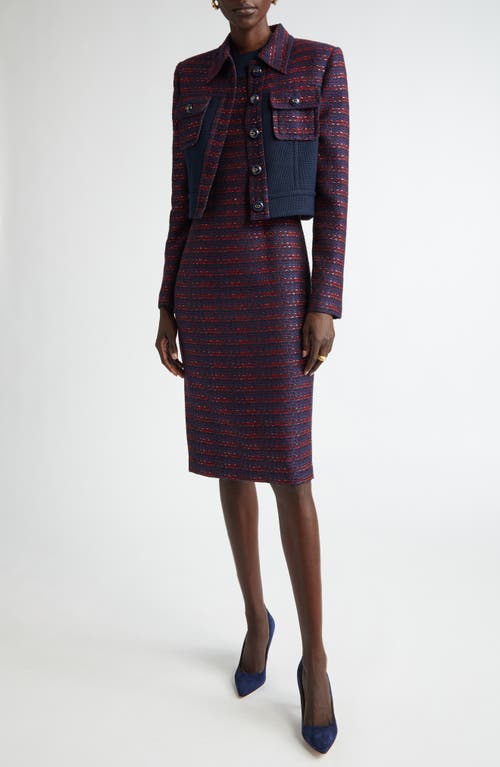 ST JOHN ST. JOHN COLLECTION COLORBLOCK TWEED CROP JACKET