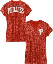 Outerstuff Girls Youth  Red Philadelphia Phillies Sequin V-Neck Dress