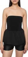 Rebecca Minkoff Ruthie Mixed Media Strapless Peplum Top