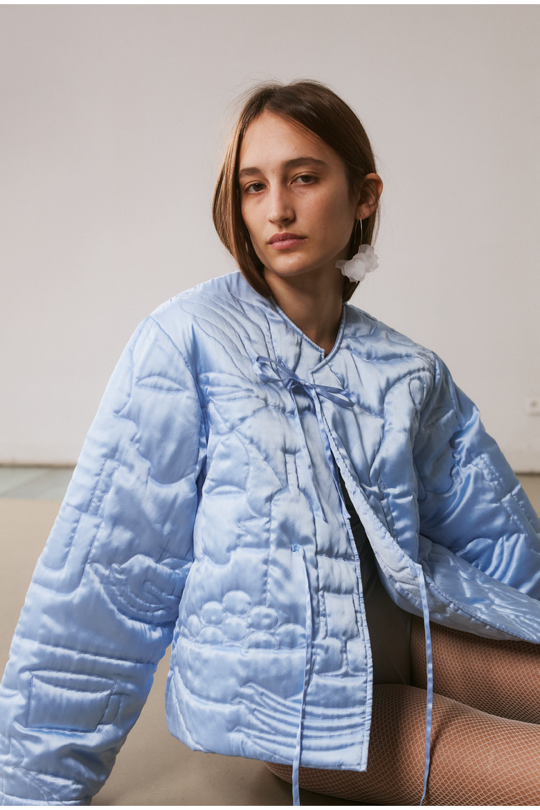 Padded Embroidery Jacket, Alternate, color, Light Blue