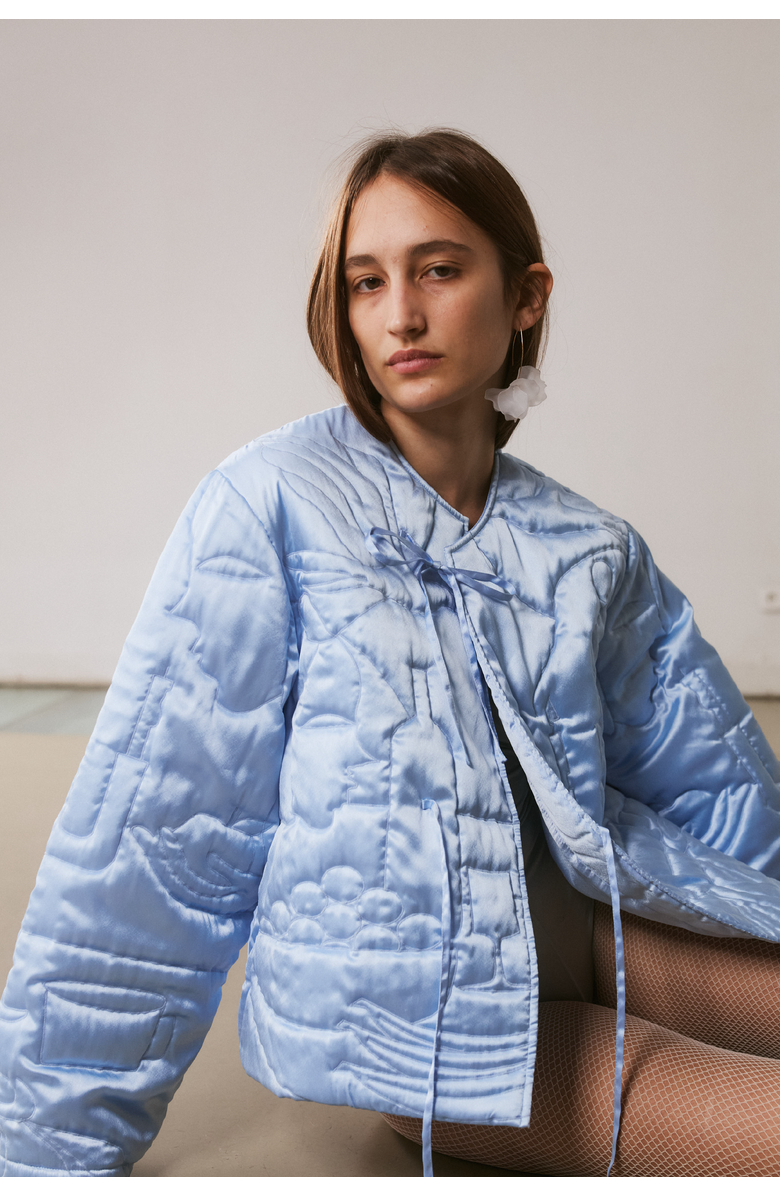 SAEMDI Padded Embroidery Jacket, Alternate, color, Light Blue