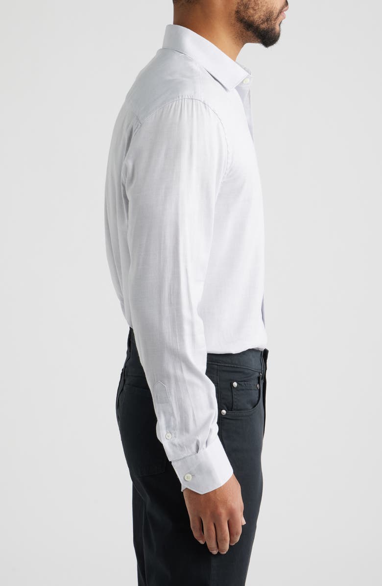 Bugatchi Axel Trim Fit Solid Cotton Blend Button-Up Shirt, Alternate, color, Platinum