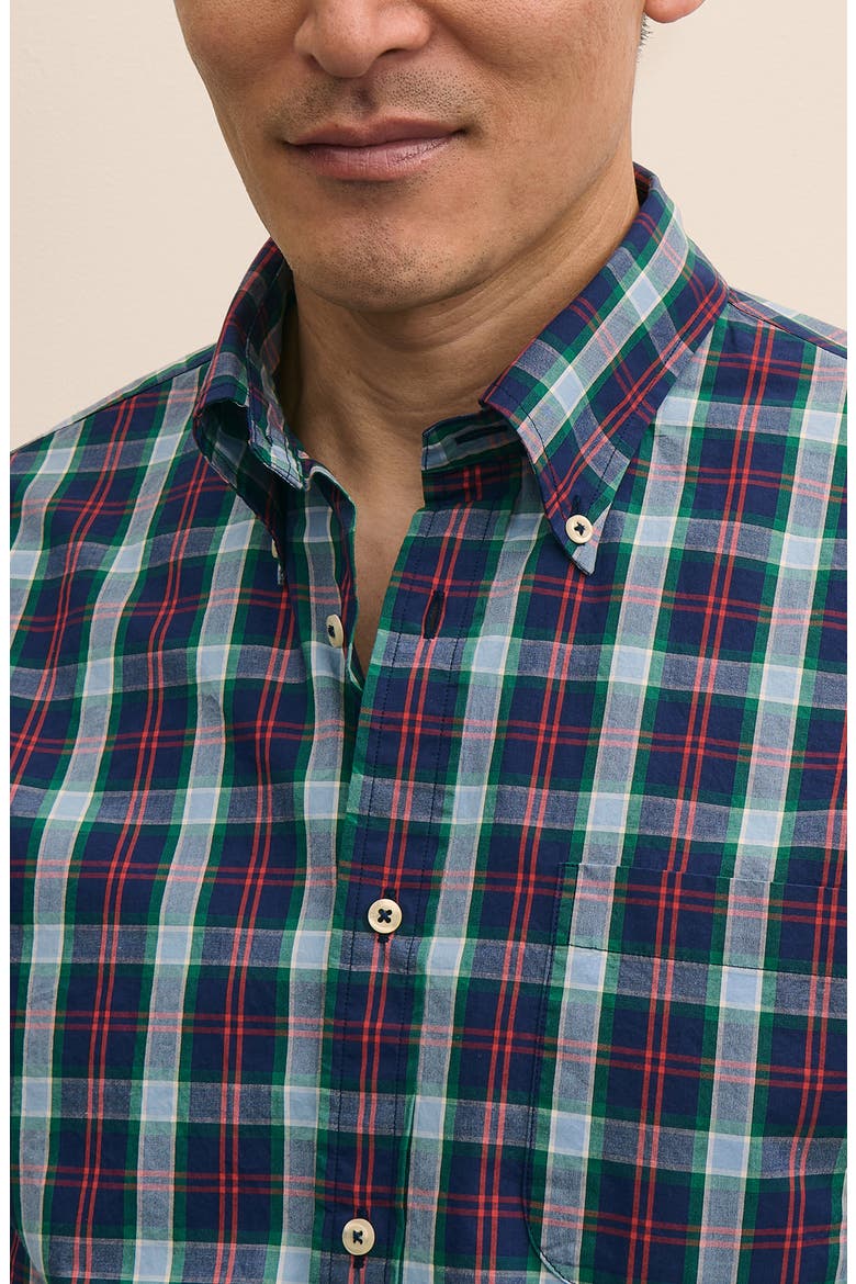 Cotton Poplin Button-Down Shirt, Alternate, color, HYDRANGEANAVYPLAID