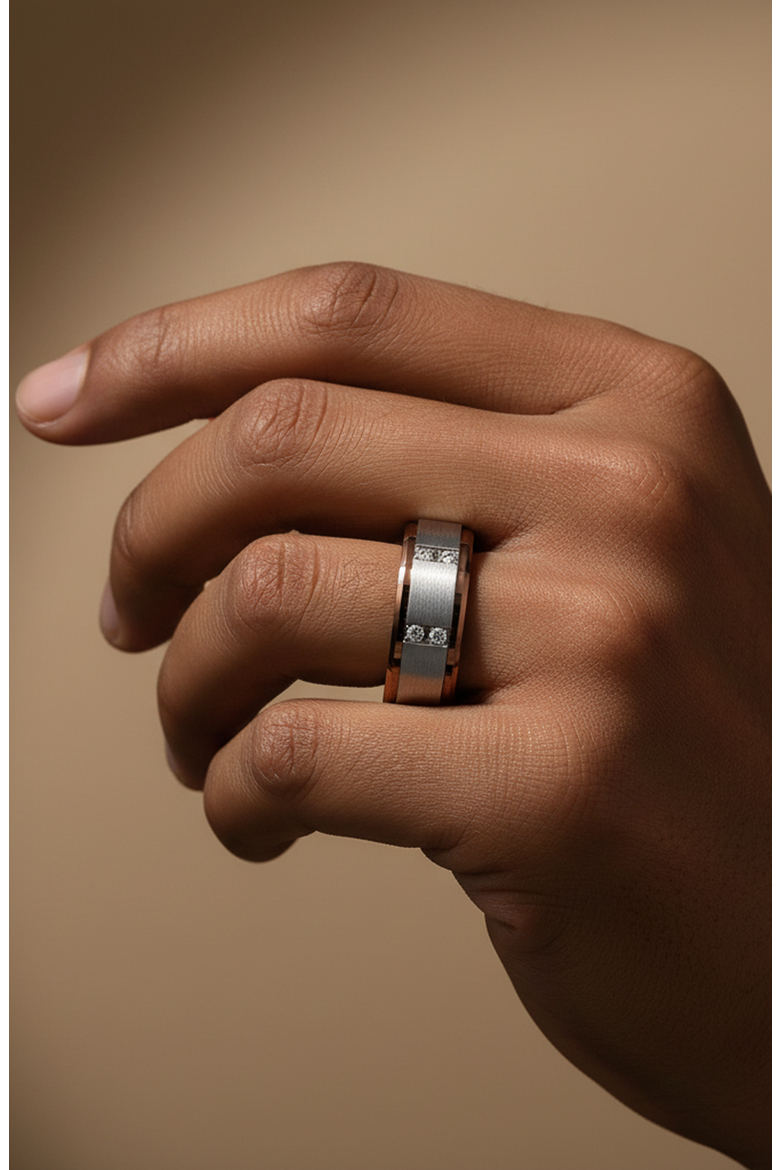 Beowulf Raised Center Tungsten Wedding Band, Alternate, color, Espresso