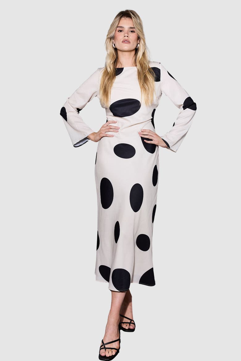 Polka Dot Scoop Back Maxi Dress, Main, color, Ivory