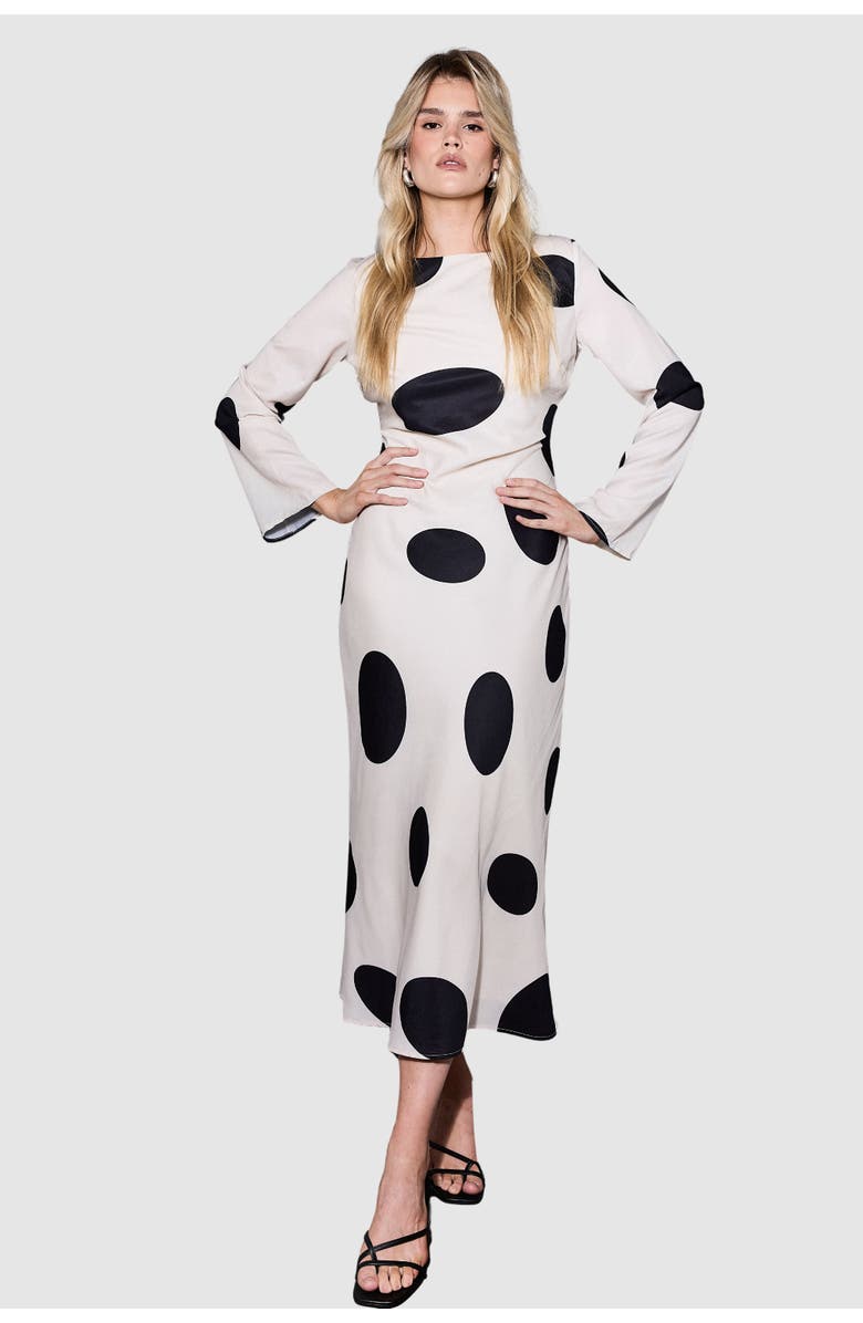 Warehouse Polka Dot Scoop Back Maxi Dress, Main, color, Ivory