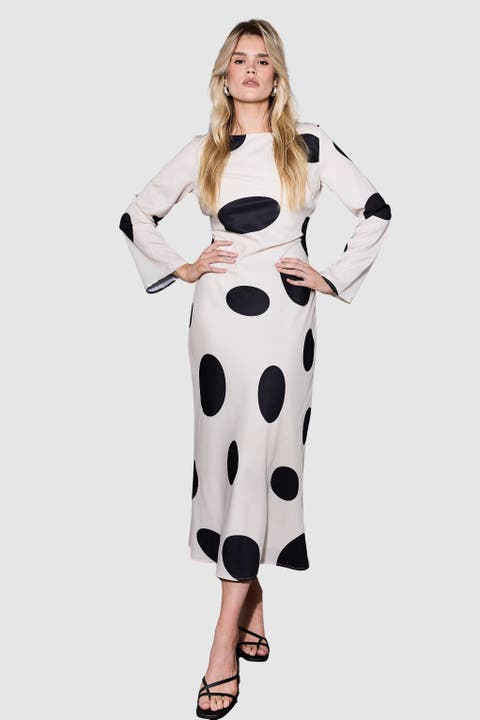 Polka Dot Scoop Back Maxi Dress