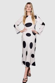 Warehouse Polka Dot Scoop Back Maxi Dress