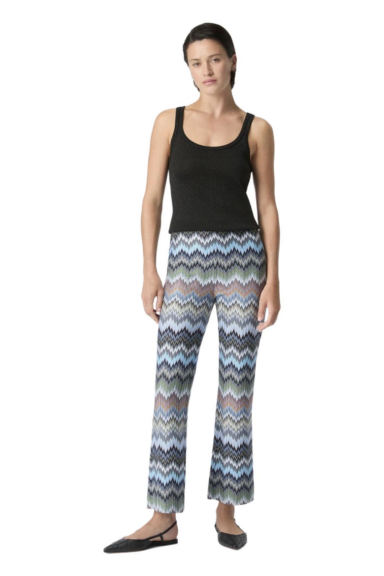 Flared Trousers In Viscose Chevron Snake Motif, Main, color, Multicoloured