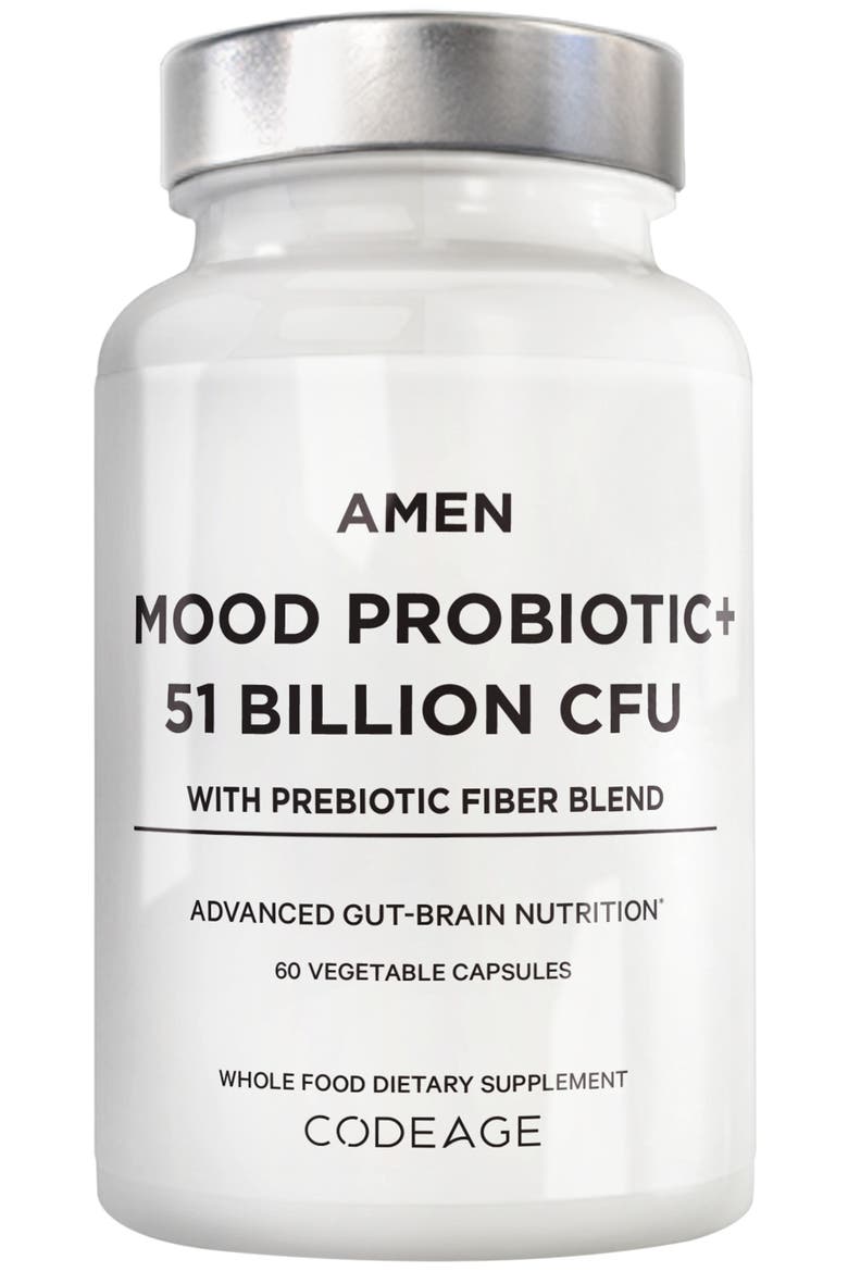 Amen Mood Probiotic 51 Billion CFUs + Prebiotics Supplement, Main, color, White