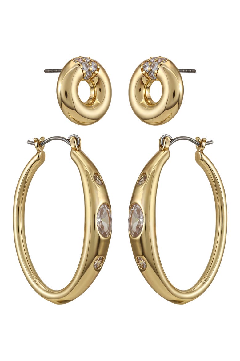 Set of 2 Assorted Earrings, Alternate, color, GOLD