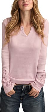 Lucky Brand Cutwork Detail Cotton Rib Top