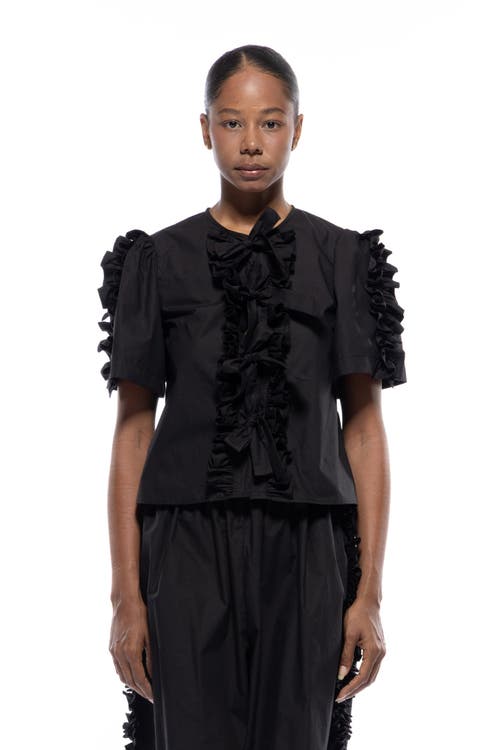 Toit Volant Charlie Bow Ruffle Top in Black  product
