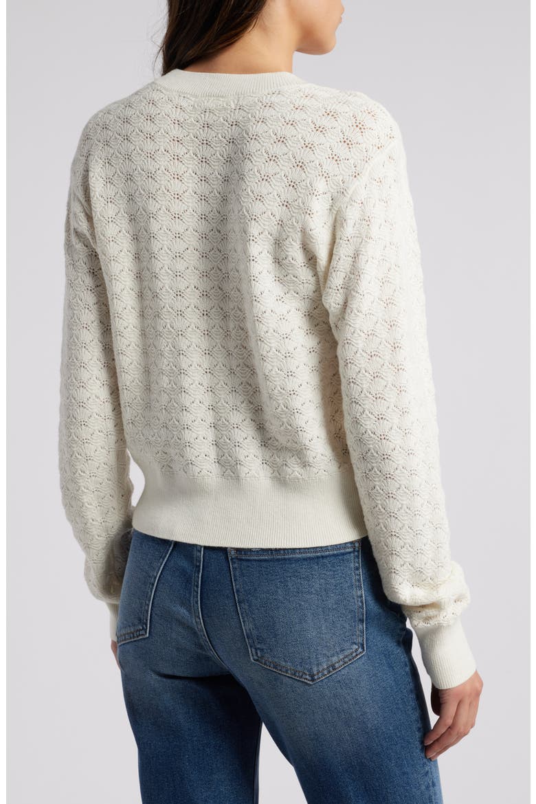 Pointelle Crewneck Sweater, Alternate, color, IVORY EGRET
