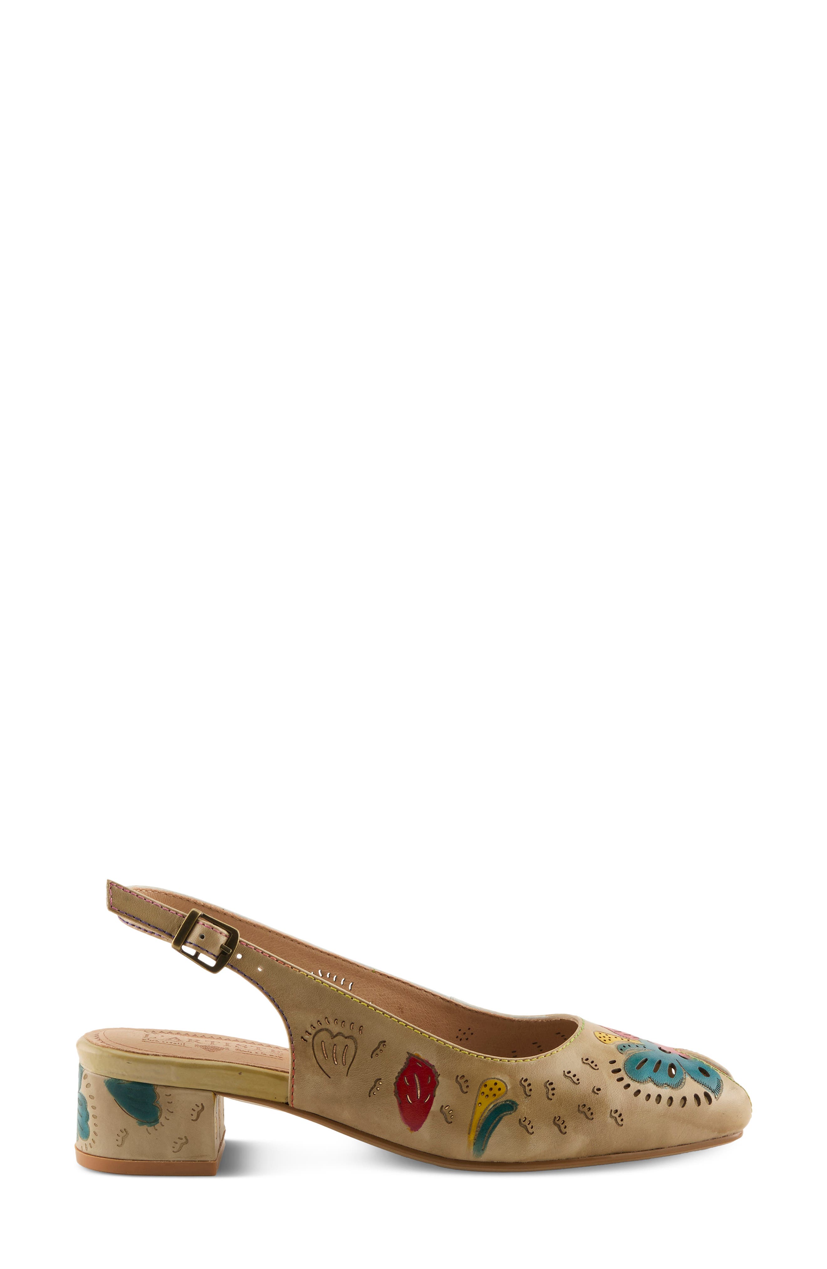 L'Artiste by Spring Step Streetpeep Slingback Peep Toe Sandal, Alternate, color, Beige Multi