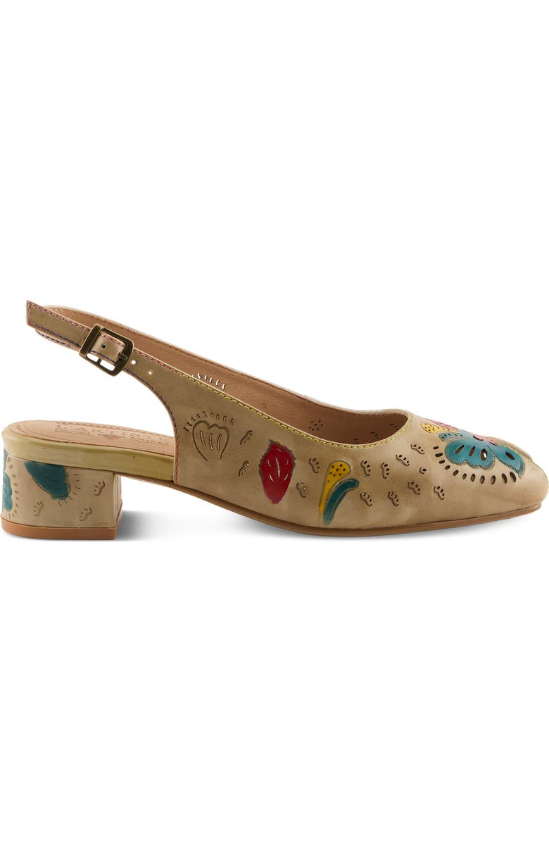 L'Artiste by Spring Step Streetpeep Slingback Peep Toe Sandal, Alternate, color, Beige Multi