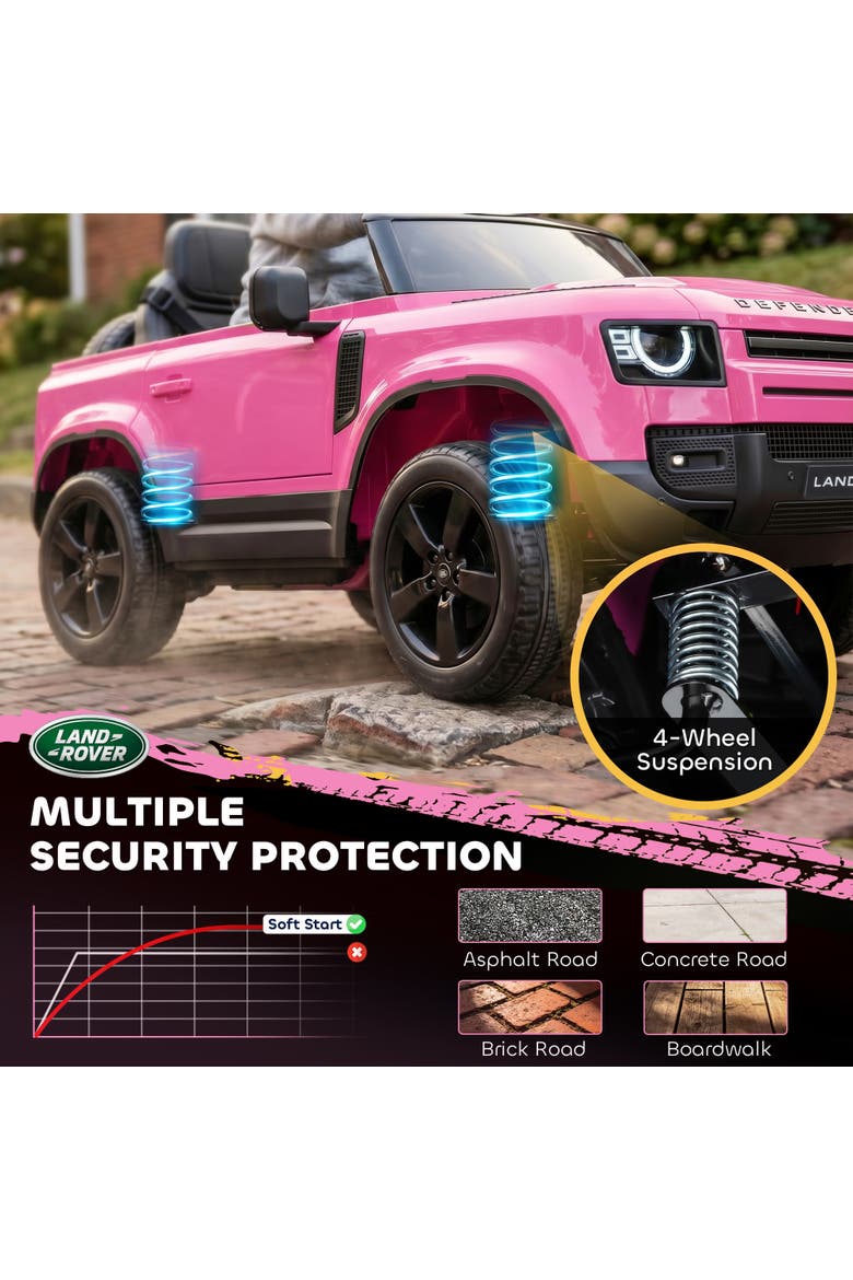 12V Land Rover Defender Ride-On Car, Remote Control, Green, Alternate, color, Pink