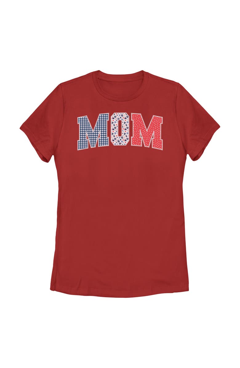 Minnie Mouse Women's Minnie Mouse Mom Three Collegiate Patterns  Graphic T-Shirt, Main, color, Red