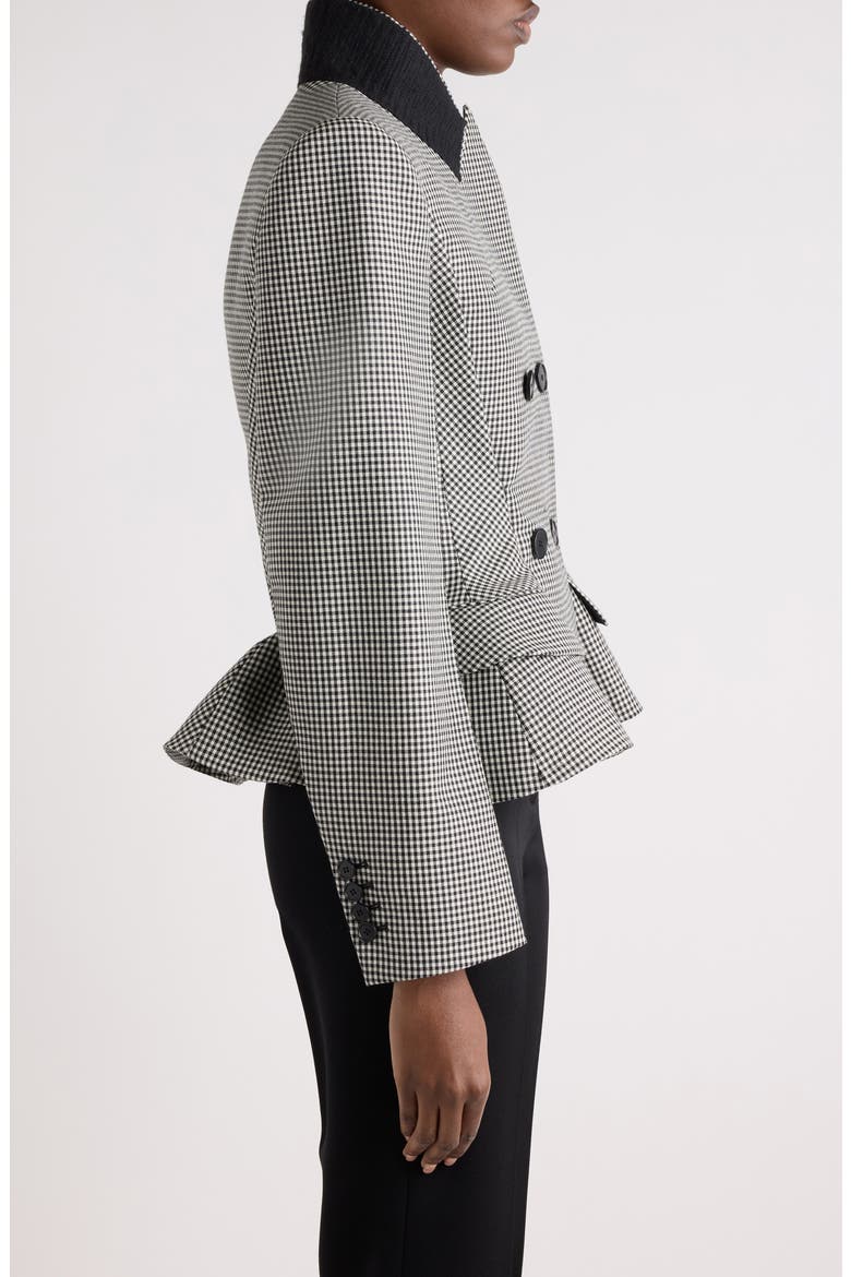 Pinched Peplum Wool & Mohair Jacket, Alternate, color, BLACK/ WHITE