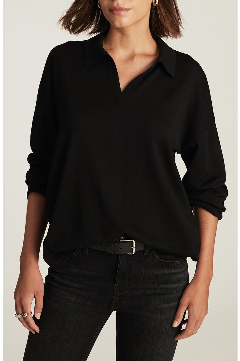 Wool Polo Sweater, Main, color, BLACK