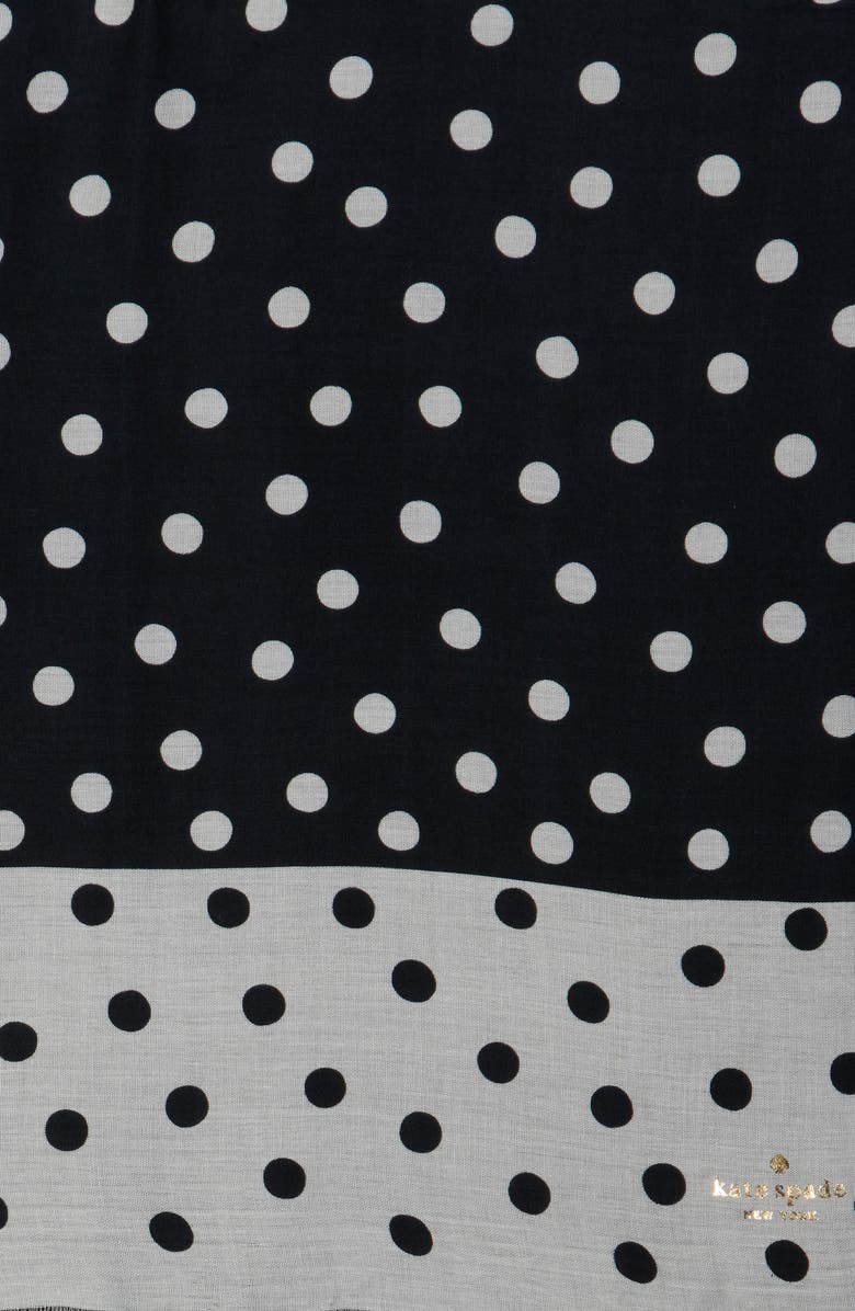 Kate Spade New York springtime dot oblong scarf, Alternate, color, 155 Cream/ Black